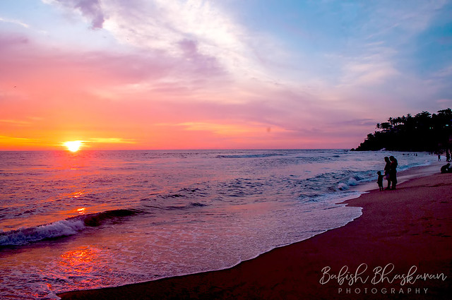 Beautiful sunset sky at Varkala Beach, Kerala