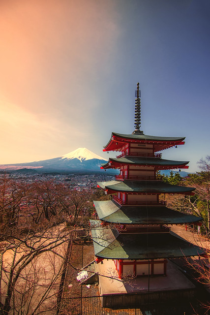 Mt Fuji from Chureito Pagoda - Fujiyoshida, Japan