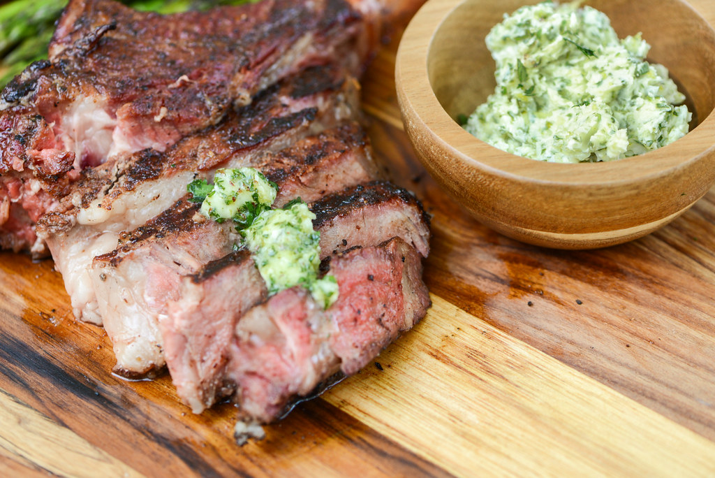 Chili-Rubbed Smoked Ribeye with Cilantro-Lime Butter