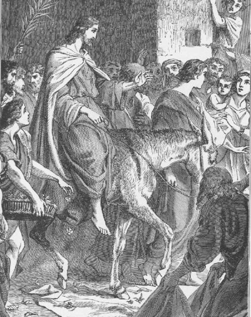 Triumphal entry of Jesus into Jerusalem on a Donkey -- Palm Sunday