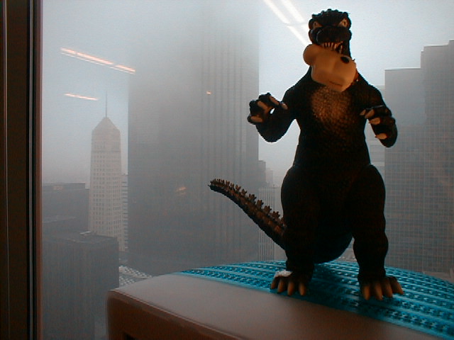 godzilla snacking on a cow | An old shot of Godzilla, on a f… | Flickr