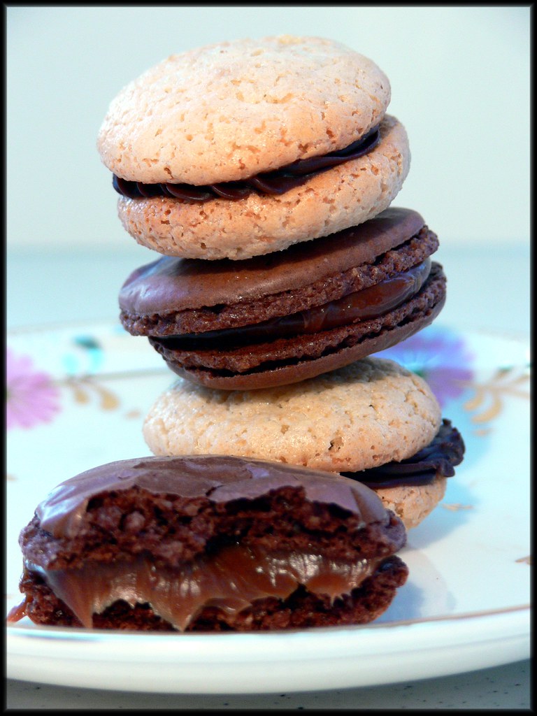 macarons stacked and split