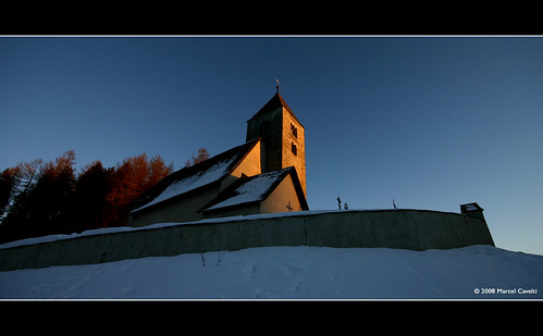winter sunset snow church kirche falera