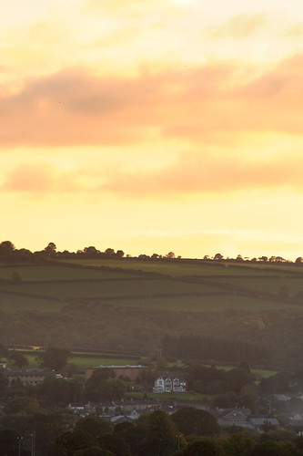 sunset yellow wales evening town view ceredigion toot newcastleemlyn viewfromthedeckinourgarden