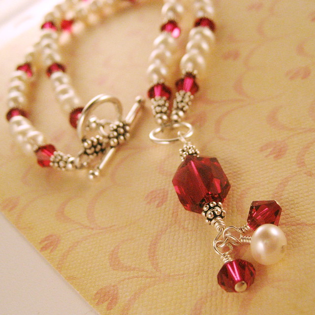 SOLD - Your Kiss is Better than Ruby Cherries Necklace