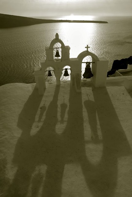 Bells shadows in Santorini
