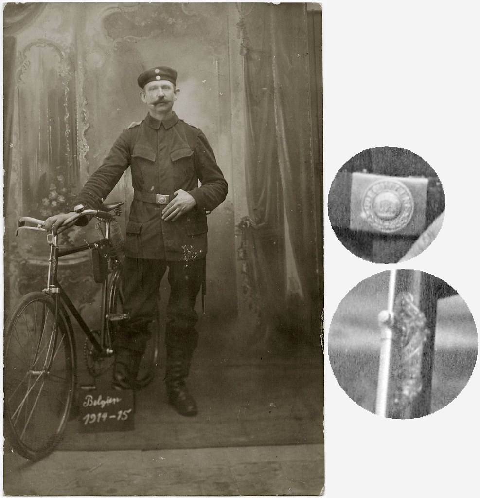 Unknown German with his bike, Landsturmer, Belgium 1914-15