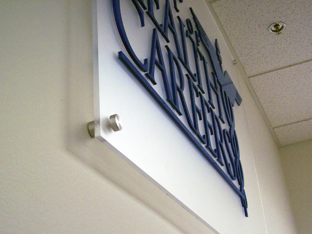 Frosted Acrylic Panel with Raised Acrylic Letters