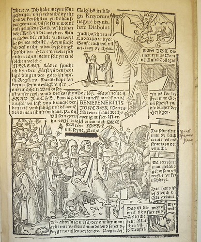 Allegorical woodcut, with printed captions, representing Martin Luther and his wife Katharina on horseback leading their followers by the broad way into hell (cf. Matthew 7:13-14). Used by Melchior Lotter of Leipzig | by Provenance Online Project