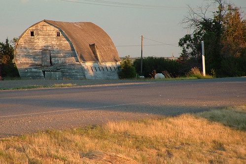 Leaning Barn by mikebrown666, This barn has seen better days, but at least it's leaning away from the highway! Located in Wilkie,