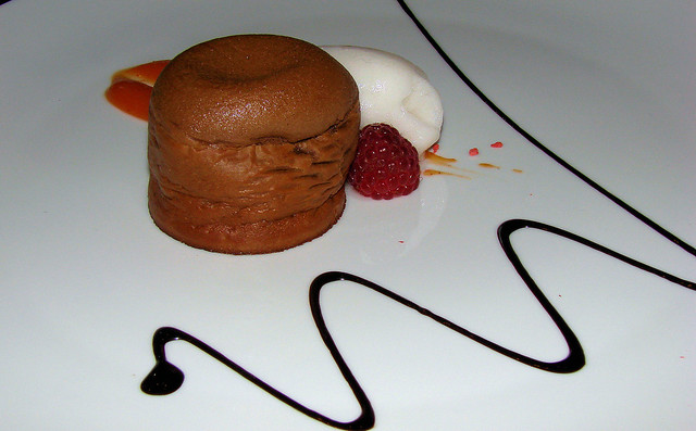 2008 Mini pastel de chocolate y nata.