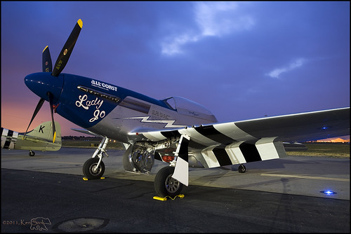 california night canon outdoors dawn lowlight fighter nightshot aviation wwii airshow socal 5d nightshots canon5d mustang canondslr warbirds warbird daybreak noseart chino p51 p51d inlandempire nightimage planesoffameairshow noseview canon1740f4lusmgroup sbcusa alltypesoftransport aphotographersnature kenszok airchraft