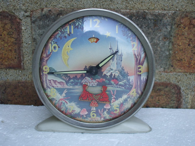 Vintage 1940's / 50's Westclox Two Little Red Pixies Novelty Alarm Clock