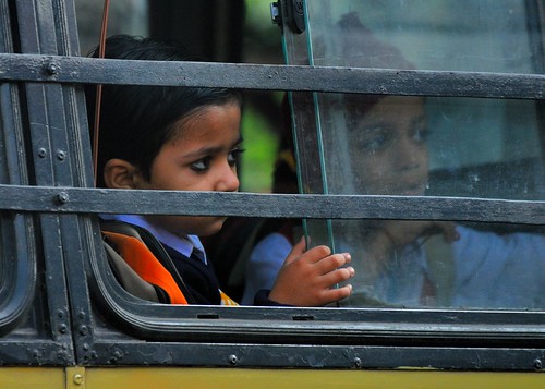Viewed from a taxi - A school bus in Kolkata | by Treescaper