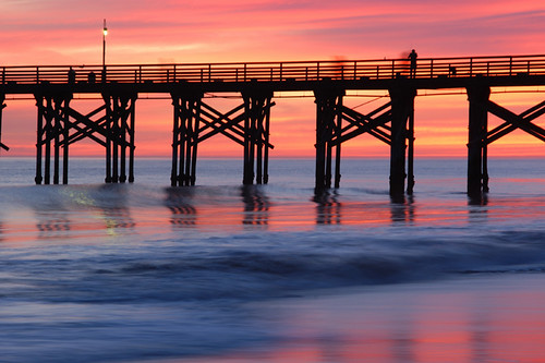 Gaviota Pier by Damian Gadal, Beautiful Sunset taken with long exposure of people enjoying a California sunsetgaviota pier sunset 
