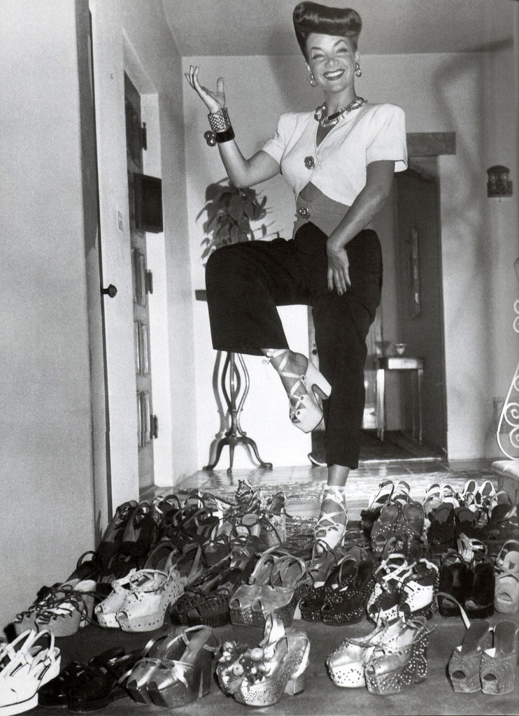 Carmen Miranda and her Platform Shoe collection, 1944.