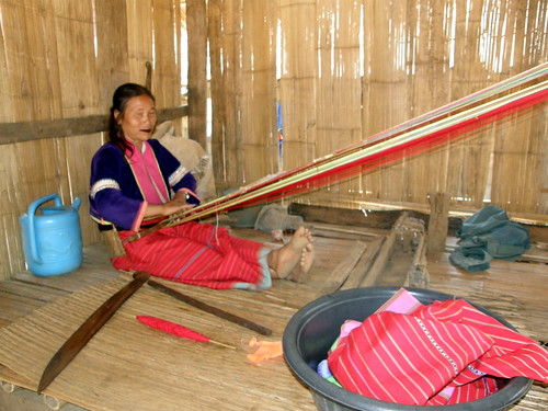 Palong tribe member weaving near Chiang Mai