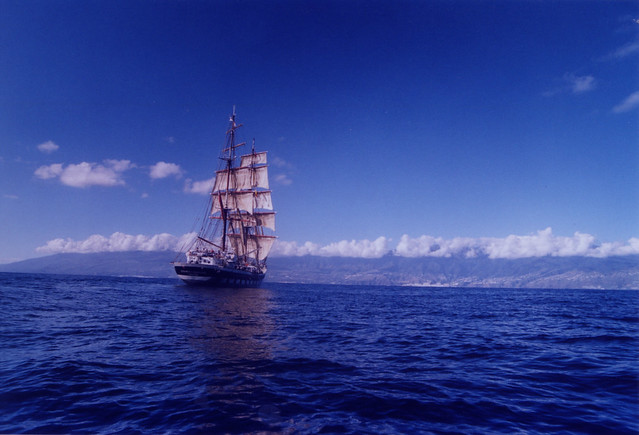 Stavros S Niarchos Tall Ship brig off Canaries