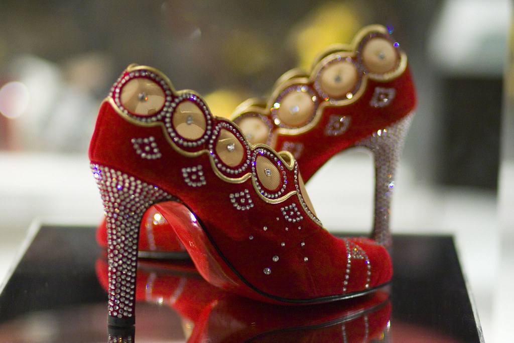 Christian Louboutin Red & Gold Rhinestone Pumps | From the I… | Flickr