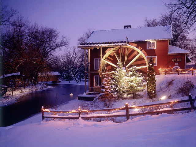 Red Mill at Christmas, Parfreyville, Wisconsin