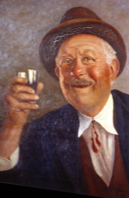 Quadro Teomondo Scrofalo 'Bevitore Di Vino Vecchio' DeCurtis - Stampa Su Tela 40x30 Cm, Cornice In Legno, Made In Italy