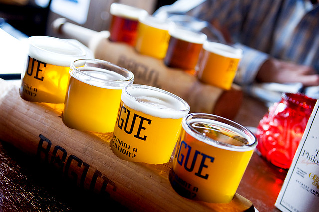 Beer flights at The Publick House