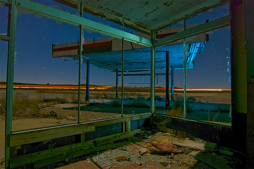 abandoned station night route66 texas gas chevron glenrio