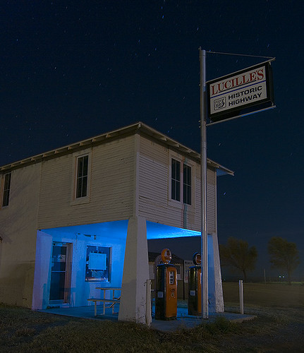 oklahoma station night route66 hydro lucille hamons