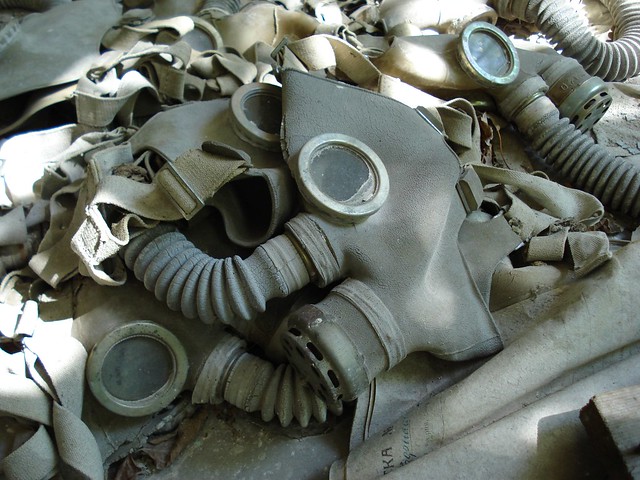 Gas Masks on the floor of Prypiat School