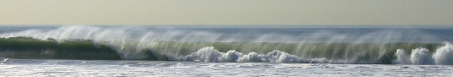 Massive spray from the 8-foot waves pounding Santa Monica