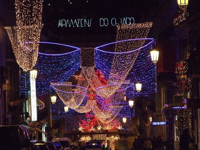 Christmas lights in Lisbon, Portugal