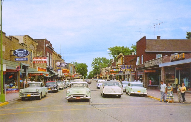 Postcard - Eagle River, Wisconsin - Rexall Drugstore - 1955
