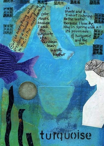 Turquoise, Mixed Media Collage Journal Page