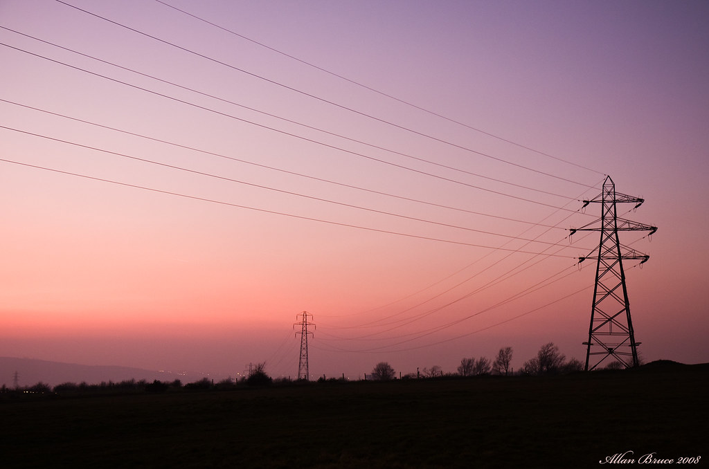 Pylons in the sunset by charminbayurr