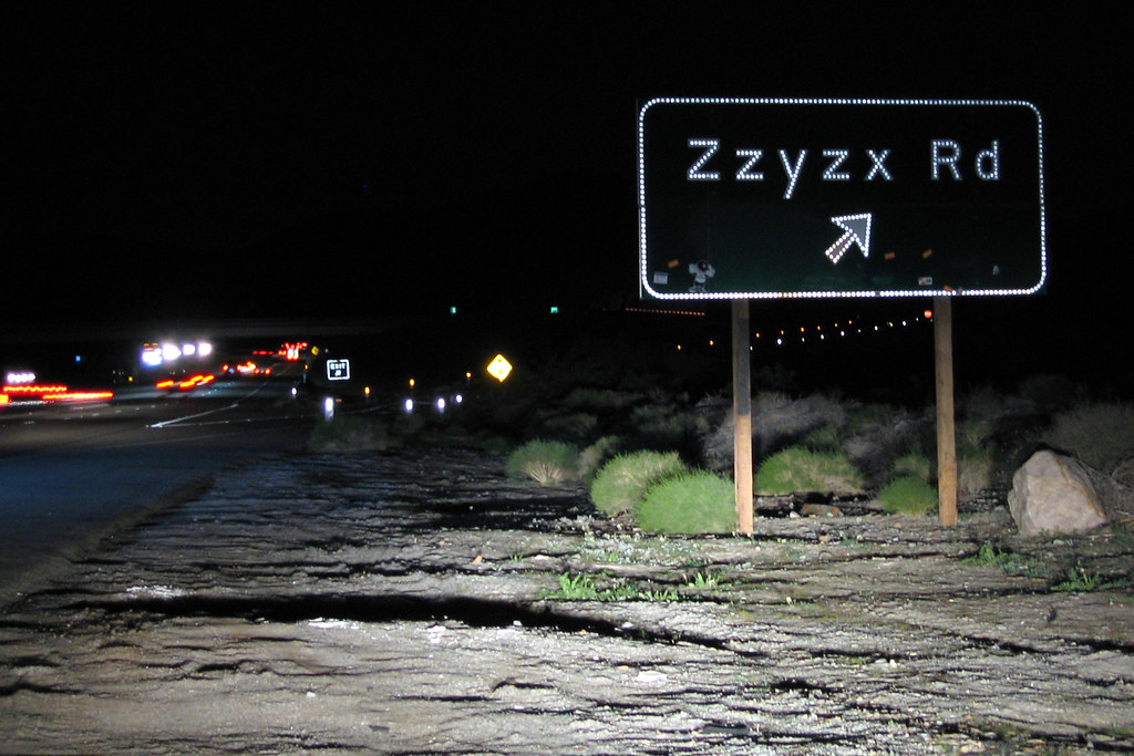 Zzyzx Road along the I-15 in California