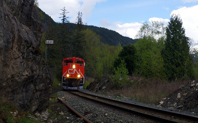 West bound coal - CN's Bulkley Subdivision just 2 miles east of the Terrace yards, BC North Line - 7 May 2011 [© WCK-JST]