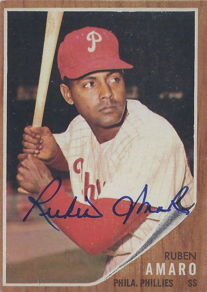 1962 Topps - Ruben Amaro #284 (Shortstop) - Autographed Baseball Card (Philadelphia Phillies)
