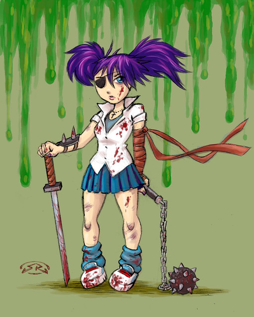schoolgirl zombie fighter