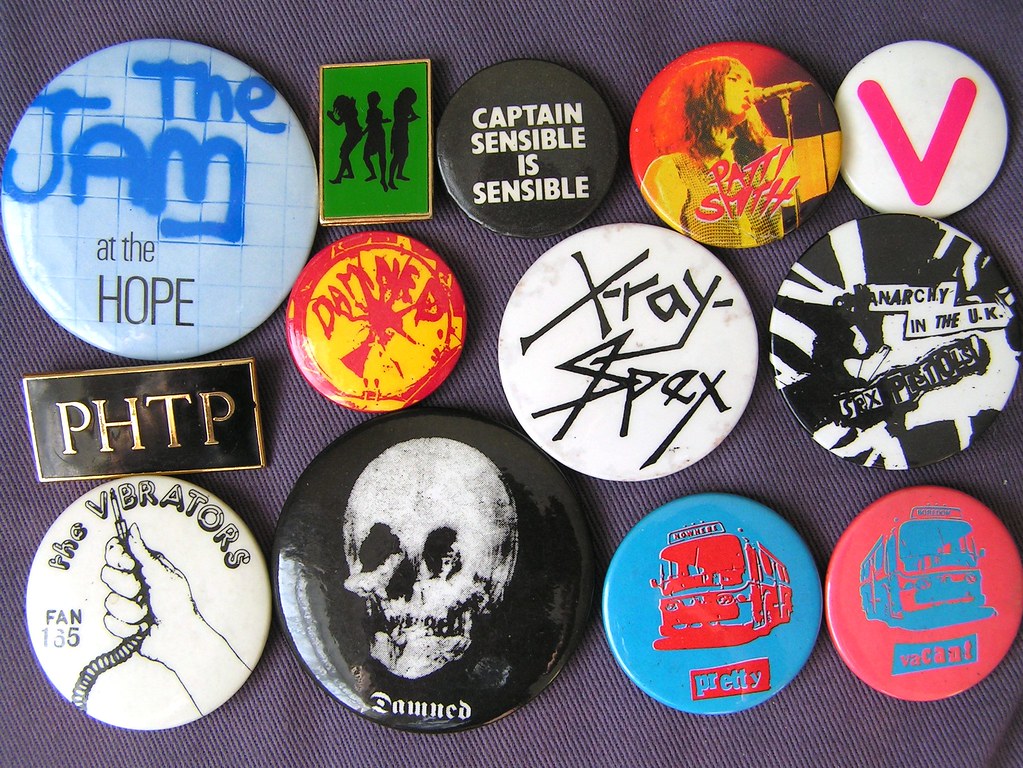 Rock music badges 1, Punk. The Jam, The Slits, The Damned, …