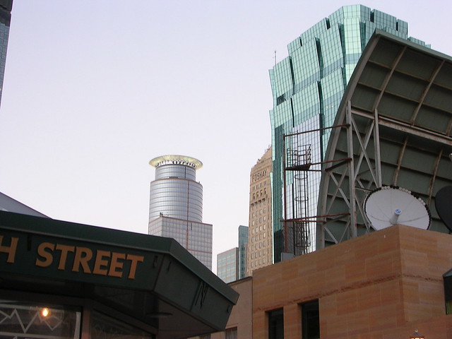 Looking towards Foshay Tower from Nicolett Mall