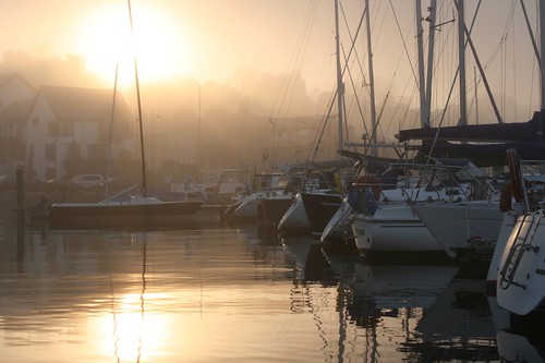 ireland sunset mist reflection 510fav marina boats boat harbour yacht cork foggy kinsale yachts