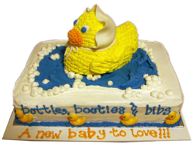 Rubber Ducky in the Tub Baby Shower Cake