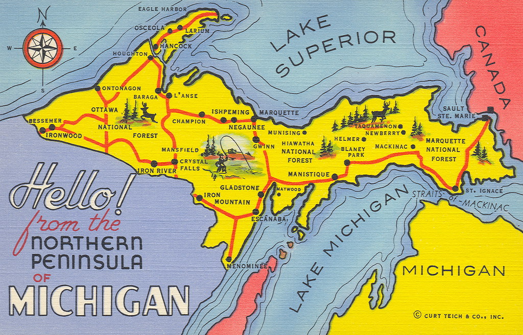 Michigan UP Upper Peninsula Map Roadside | Don...The UpNorth Memories