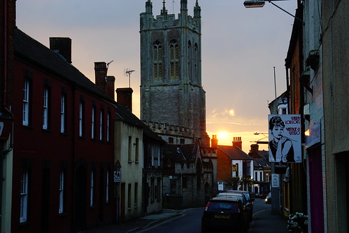glastonbury somerset england sony a6000 sun sunset church road street sky outdoors shops cars evening buildings architecture uk britain
