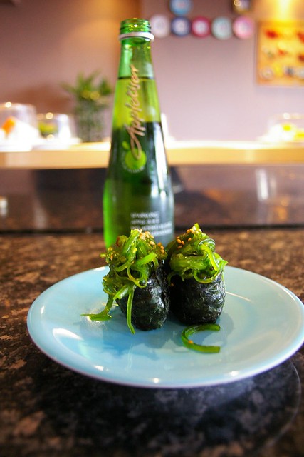 Hana Sushi Bar - Seaweed Salad with Sparkling Apple Juice