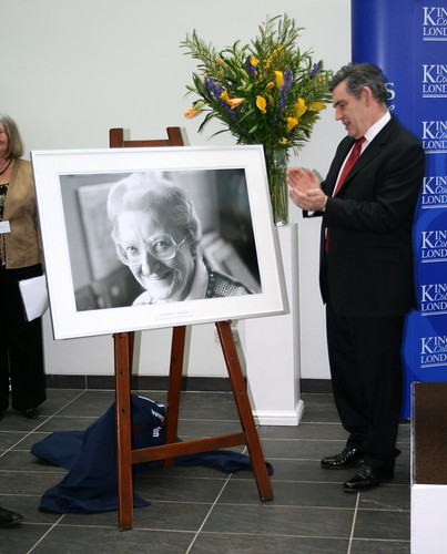 Prime Minister Gordon Brown  at the Groundbreaking Ceremony for the Cicely Saunders Institute of Palliative Care.  James Black Centre, at the Denmark Hill (King's College Hospital) Campus of King's College London. Unveiling a commemorative photograph