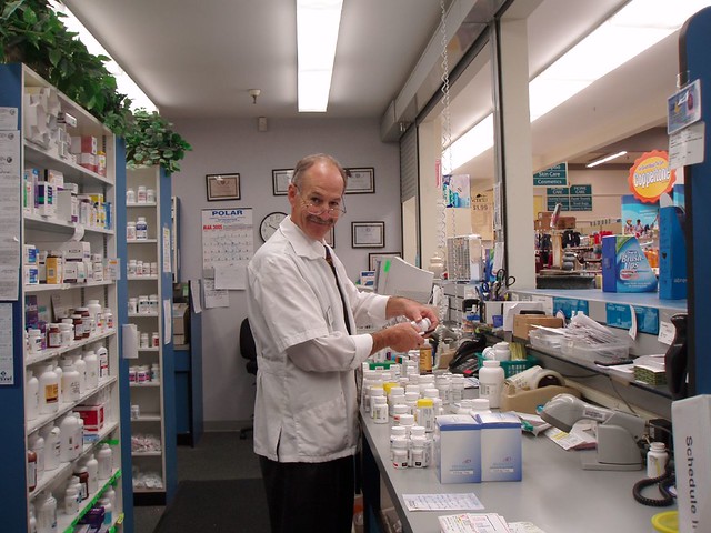Jim Depuy, pharmacist checking in an order