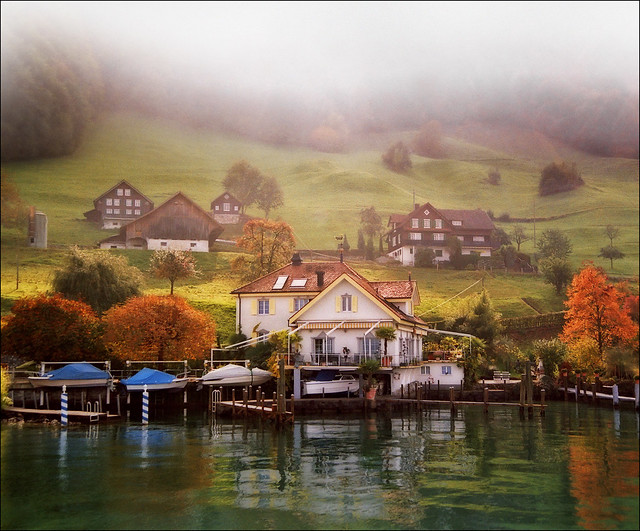 Pastoral Switzerland-autumn landscape