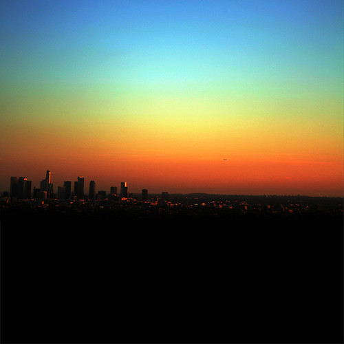 city sunset sky color skyline la losangeles rainbow downtown bright griffithpark kevindean top20la betaart
