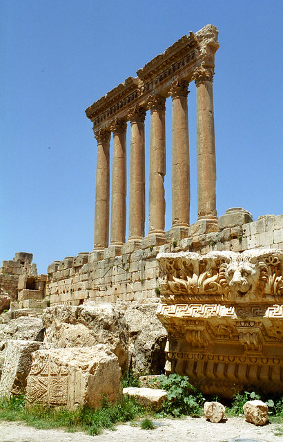 Temple of Jupiter columns, in the ruins of the Baalbek temple complex, Lebanon